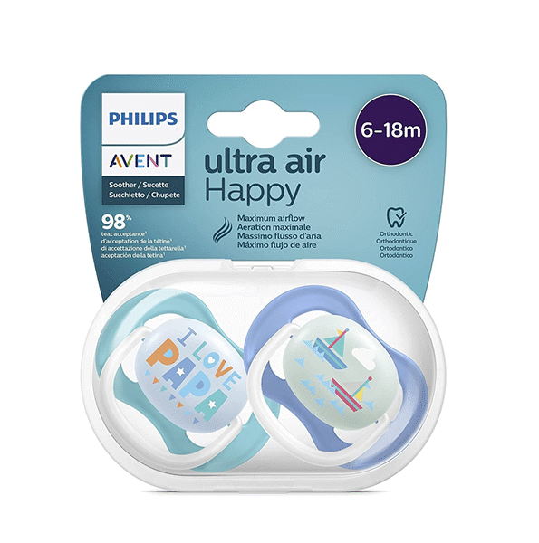 Philips Avent – Sucettes Ortho 6-18 Boy Pap-Boat - Scf080/03