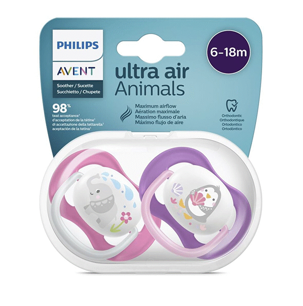 Philips Avent – Sucette Ortho 6-18M Grl Elep/Peng - Scf080/08