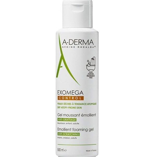 A-Derma – Exomega Gel Moussant Émollient Anti-Grattage 500 Ml