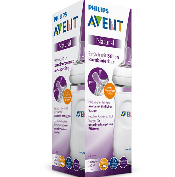 Philips Avent – Scf036/17 – Biberon Natural 330 Ml – 6 Mois Et + (Débit Rapide)