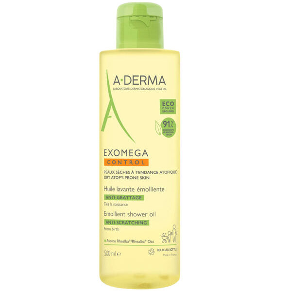 A-Derma – Exomega Huile Lavante Émolliente Anti-Grattage 500 Ml