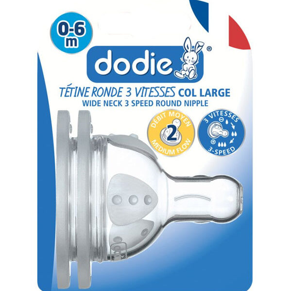 Dodie – Tétines Initiation+ Col Large (0-6 M) 3 Vitesses Débit 2 (X2)