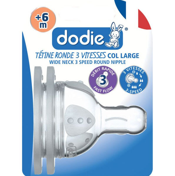 Dodie – Tétines Col Large (6M +) 3 Vitesses Débit 3 (X2)
