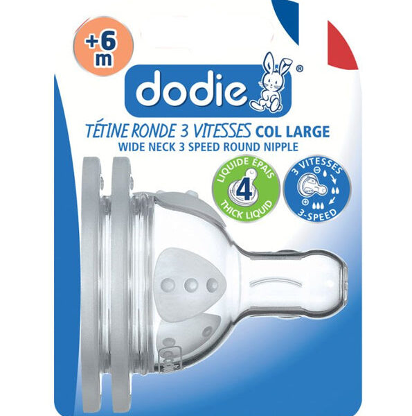 Dodie – Tétines Col Large (6M +) Liquide Épais 3 Vitesses Débit 4 (X2)