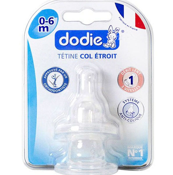 Dodie – Tétines Col Étroit (0-6 M) 3 Vitesses Débit 1 (X2)