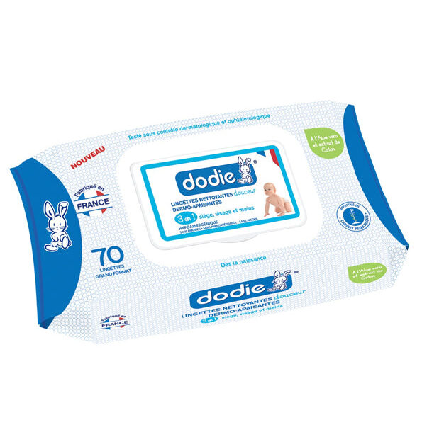 Dodie – Lingettes Nettoyantes Derme-Apaisantes (X70)