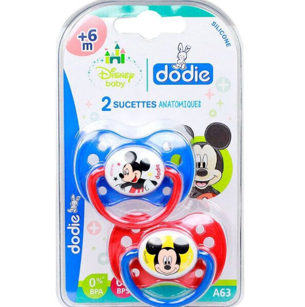Dodie – Sucettes Forme Anatomique Silicone Disney Baby Mickey (6M +) N°A63 – (X2)