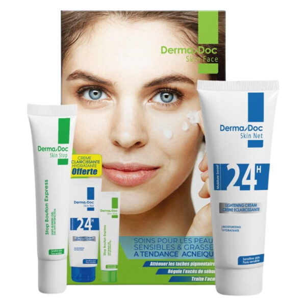 Dermadoc – Skin Stop Boutons Express 15Ml + Skin Net Crème Eclaircissante 24H 50Ml