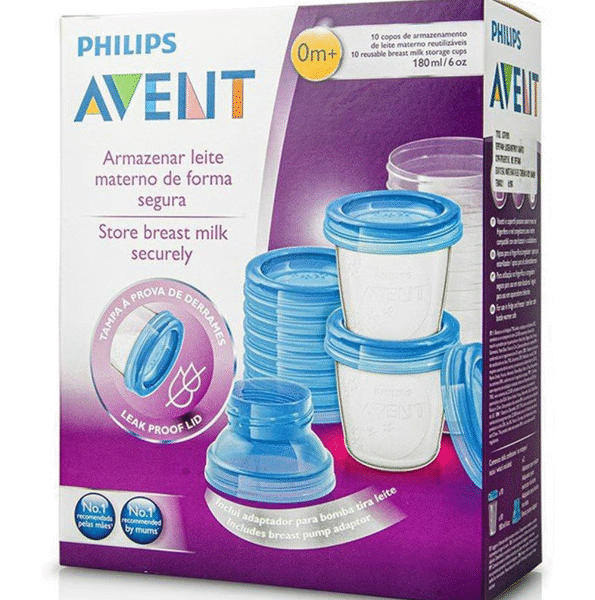 Philips Avent – Gobelets De Conservation Du Lait Maternel Réutilisables 0 Mois + 180 Ml X10