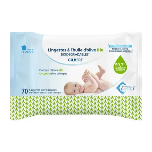 Gilbert – Lingettes Bébé À L’Huile D'Olive – 70 Lingettes