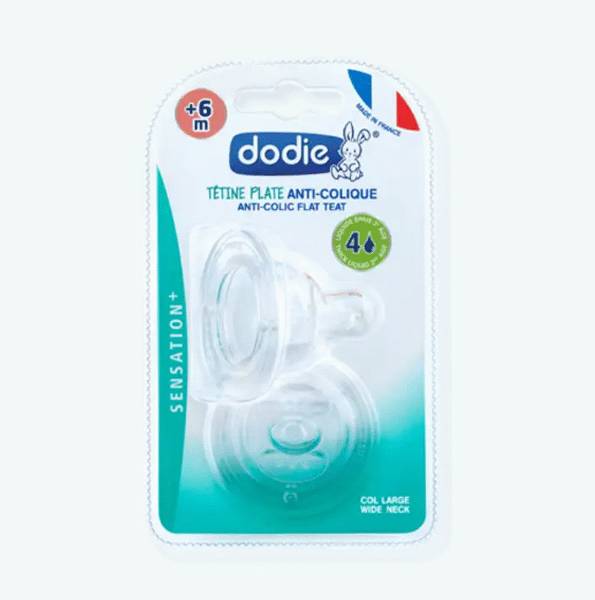 Dodie – Tétine Sensation+ Plate Anti-Colique 4 Liquide Épais